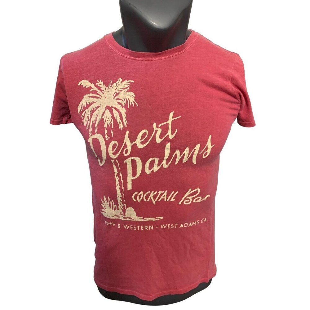 lucky brand mens pink ivory Crew Neck short sleeve top t shirt small